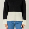 ENGLISH FACTORY Sweaters & Knits | Tops*- Bicolor High Collar Sweater BLACK/IVORY