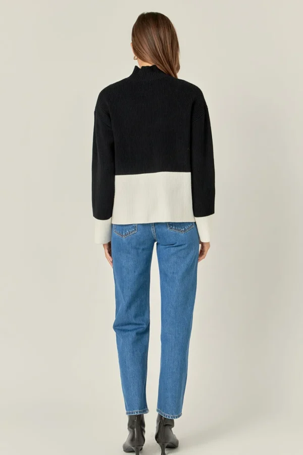 ENGLISH FACTORY Sweaters & Knits | Tops*- Bicolor High Collar Sweater BLACK/IVORY