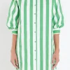 ENGLISH FACTORY Tops*- Big Stripe Shirt Dress GREENSTRIPE