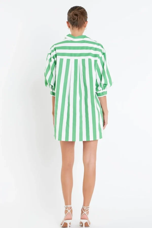 ENGLISH FACTORY Tops*- Big Stripe Shirt Dress GREENSTRIPE