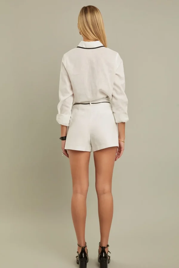 ENGLISH FACTORY Matching Sets | Shirts & Blouses*- Binding Linen Shirt WHITE