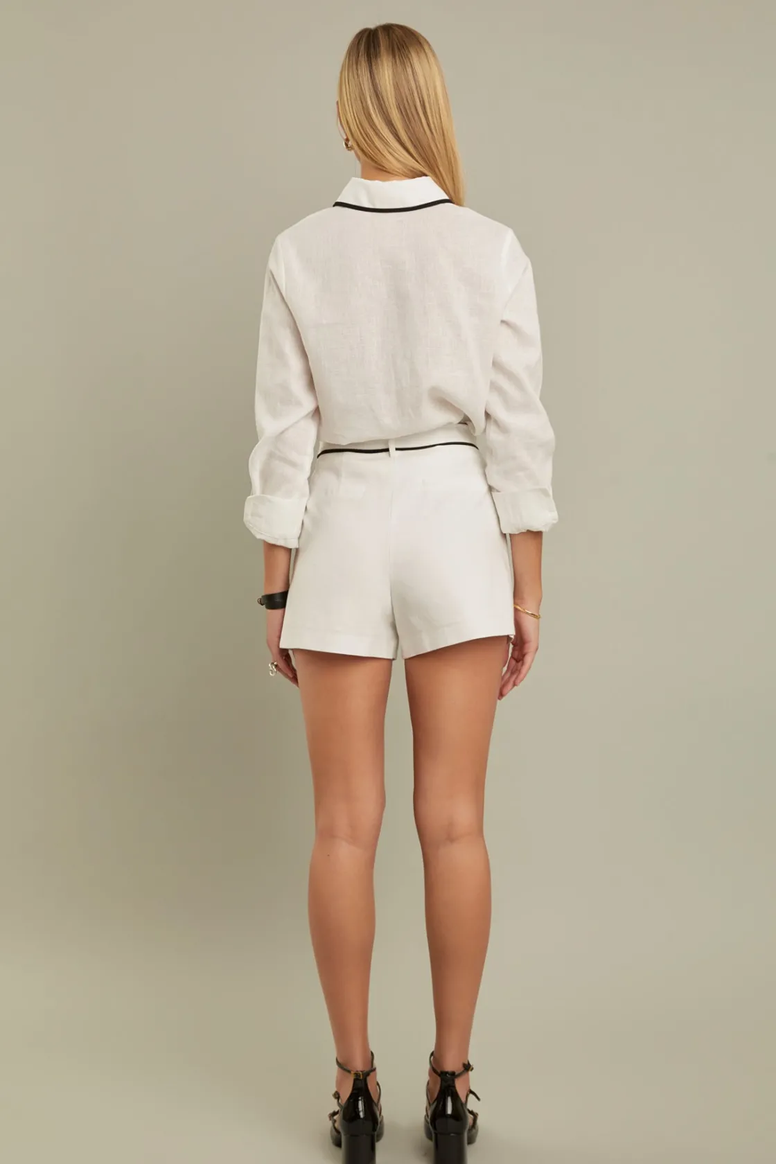 english_factory__binding__2.webp ENGLISH FACTORY Matching Sets | Shirts & Blouses*- Binding Linen Shirt WHITE