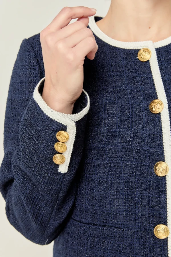 ENGLISH FACTORY Jackets & Coats | Tops*- Blair Tweed Jacket NAVY