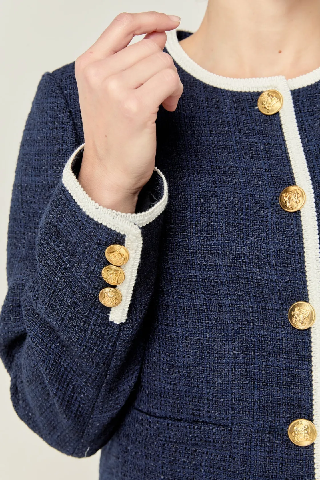 english_factory__blair_tw_0.webp ENGLISH FACTORY Jackets & Coats | Tops*- Blair Tweed Jacket NAVY