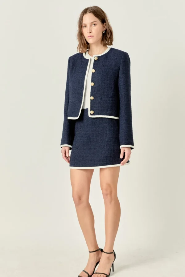 ENGLISH FACTORY Matching Sets | Skirts*- Blair Tweed Skirt NAVY