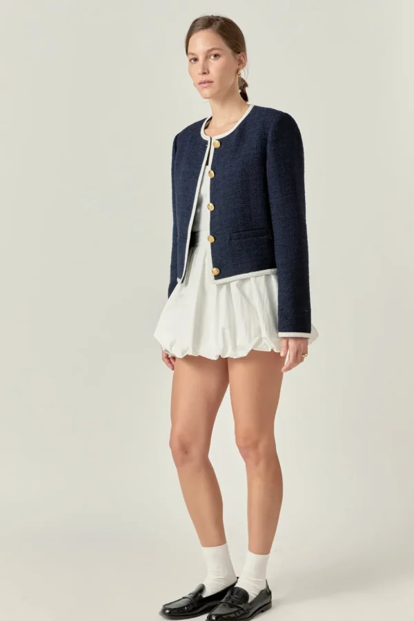 ENGLISH FACTORY Jackets & Coats | Tops*- Blair Tweed Jacket NAVY