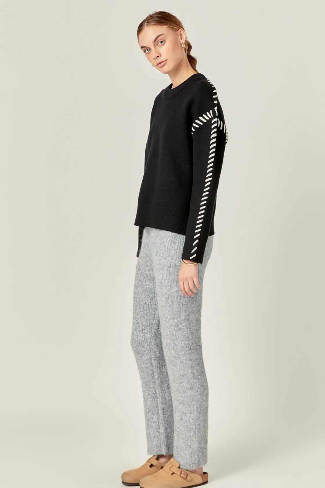 english_factory__blend_sw_1.webp ENGLISH FACTORY Pants | Tops*- Blend Sweater Jogger Pants GREY
