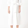ENGLISH FACTORY White Dresses | Tops*- Blouson Sleeve Shirt Midi Dress WHITE
