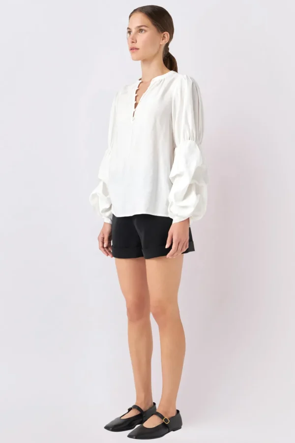 ENGLISH FACTORY Shirts & Blouses | Tops*- Blouson Sleeve Blouse WHITE