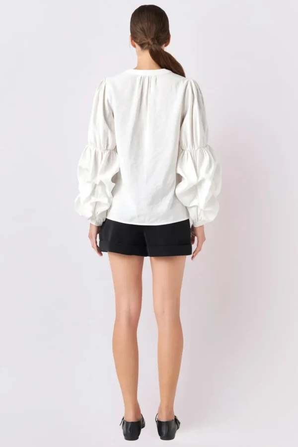 ENGLISH FACTORY Shirts & Blouses | Tops*- Blouson Sleeve Blouse WHITE