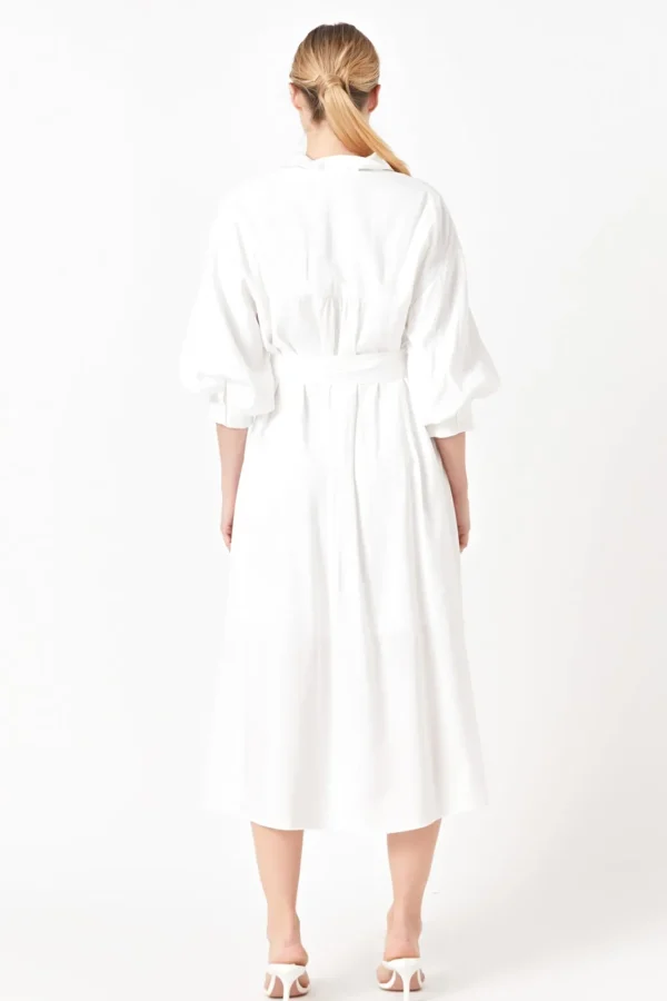 ENGLISH FACTORY White Dresses | Tops*- Blouson Sleeve Shirt Midi Dress WHITE