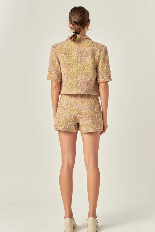 ENGLISH FACTORY Matching Sets | Jackets & Coats*- Boucle Cropped Jacket With Trim MULTI