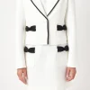 ENGLISH FACTORY Blazers*- Bow Contrast Tweed Blazer IVORY/BLACK