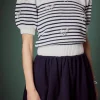 ENGLISH FACTORY Tops*- Bow Detailed Stripe Knit OFFWHITE/NAVY