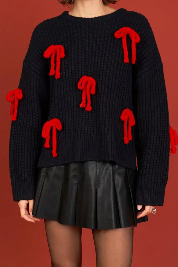 ENGLISH FACTORY Sweaters & Knits | Tops*- Bow Detailed Knit NAVY