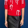 ENGLISH FACTORY Sweaters & Knits | Tops*- Bow Detailed Puff Sleeves Knit RED