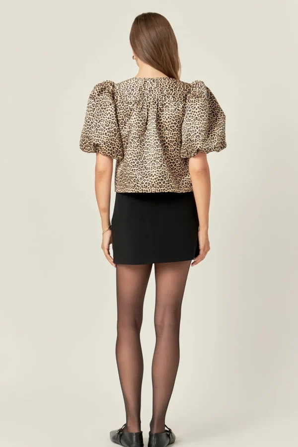 ENGLISH FACTORY Matching Sets | Tops*- Bow Detailed Puff Sleeve Top BROWN