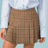 ENGLISH FACTORY Matching Sets | Tops*- Box Pleated Check Skort BROWN