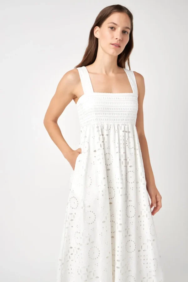 ENGLISH FACTORY Boho Dresses | White Dresses*- Broderie Anglaise Maxi Dress WHITE