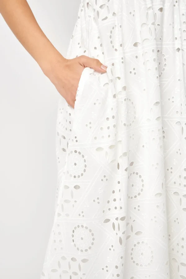 ENGLISH FACTORY Boho Dresses | White Dresses*- Broderie Anglaise Maxi Dress WHITE