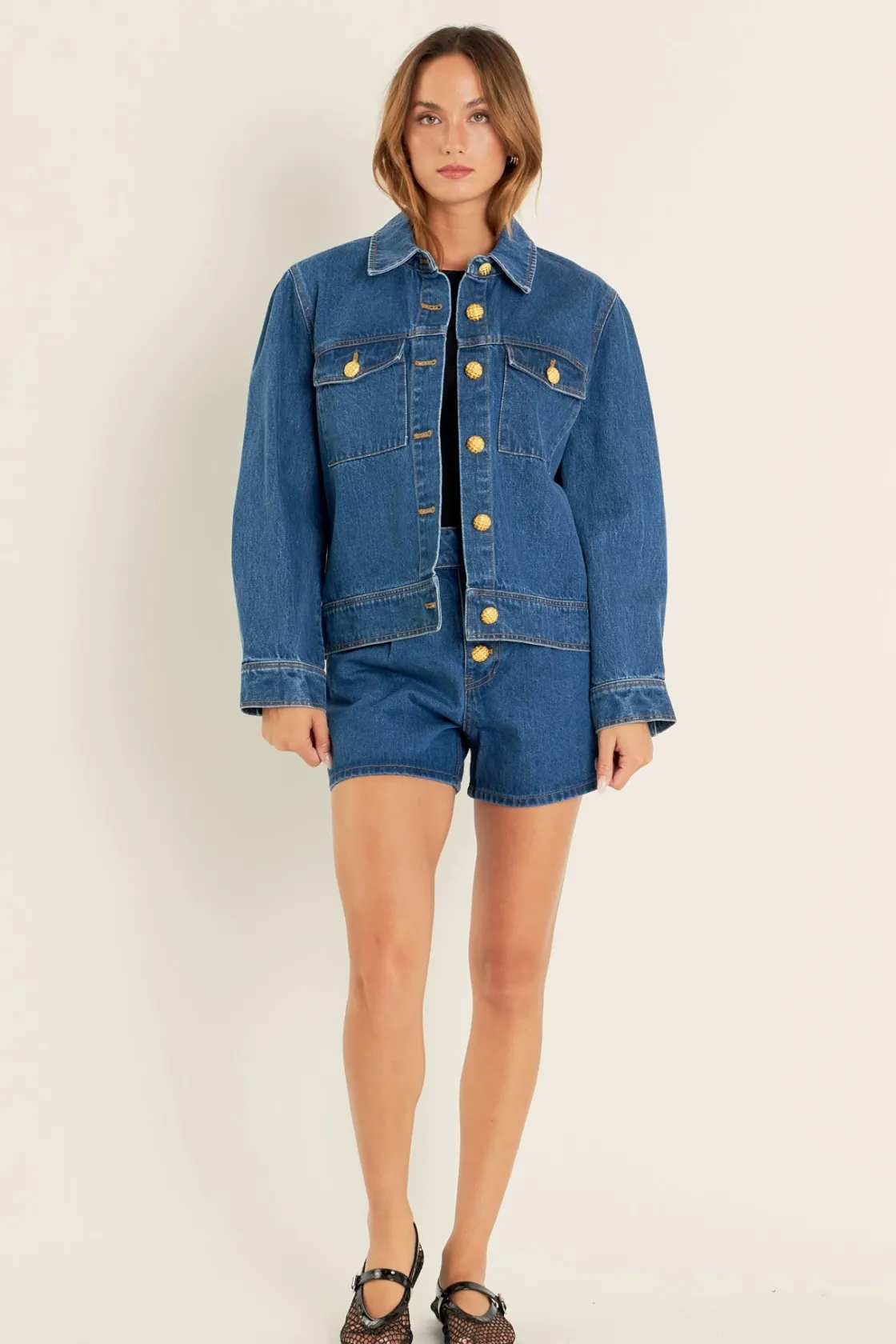 english_factory__buttoned_4.webp ENGLISH FACTORY Denim | Shorts & Skorts*- Buttoned Denim Shorts