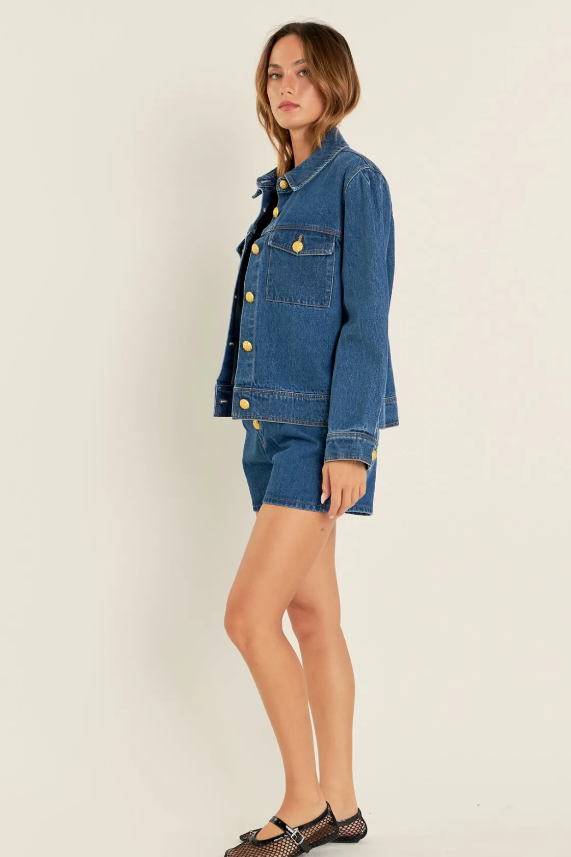 english_factory__buttoned_6.webp ENGLISH FACTORY Denim | Shorts & Skorts*- Buttoned Denim Shorts