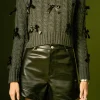 ENGLISH FACTORY Tops*- Cable Bow Knit CHARCOAL