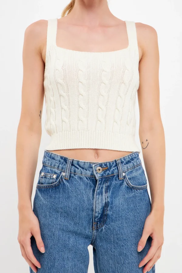 ENGLISH FACTORY Sweaters & Knits*- Cable Knit Tank Top