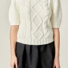 ENGLISH FACTORY Sweaters & Knits | Tops*- Cable Knit Puff Sleeve Sweater CREAM