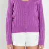 ENGLISH FACTORY Sweaters & Knits | Tops*- Cable Knit Cardigan GRAPE