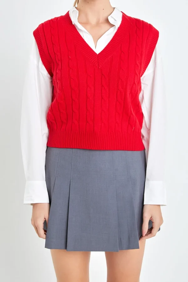 ENGLISH FACTORY Sweaters & Knits | Tops*- Cable Knit Chunky Vest
