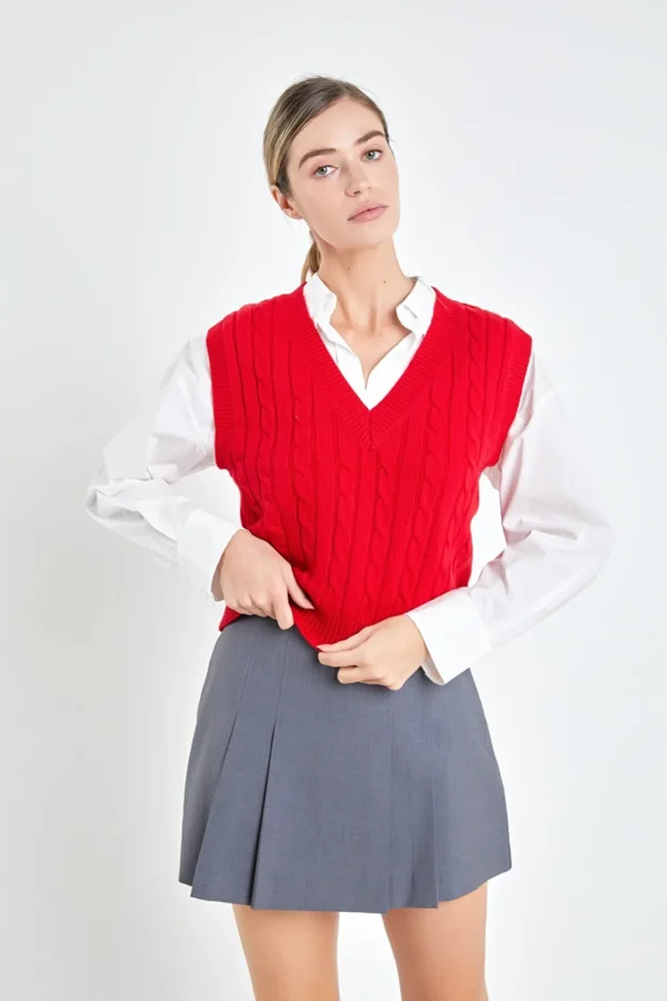 ENGLISH FACTORY Sweaters & Knits | Tops*- Cable Knit Chunky Vest