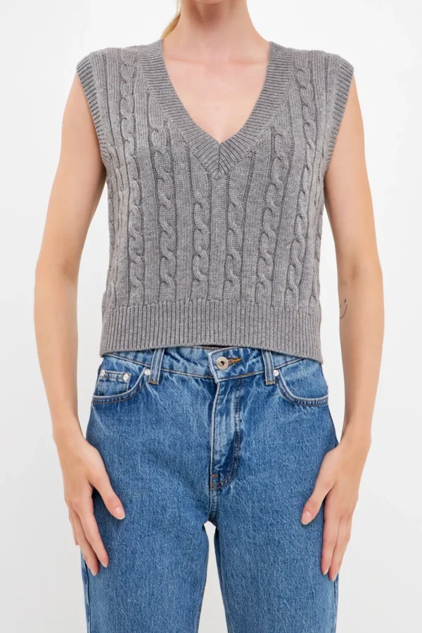 ENGLISH FACTORY Sweaters & Knits | Tops*- Cable Knit Chunky Vest