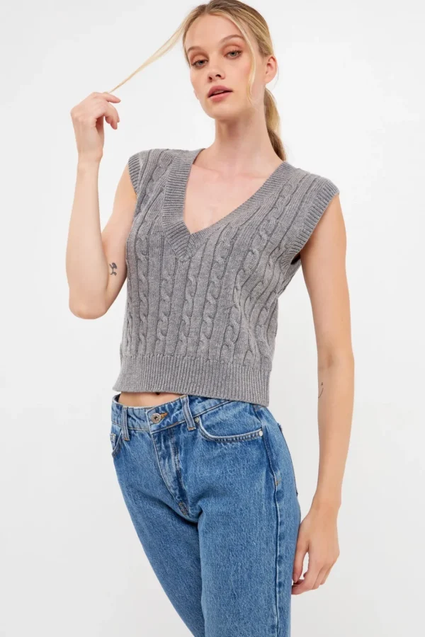ENGLISH FACTORY Sweaters & Knits | Tops*- Cable Knit Chunky Vest