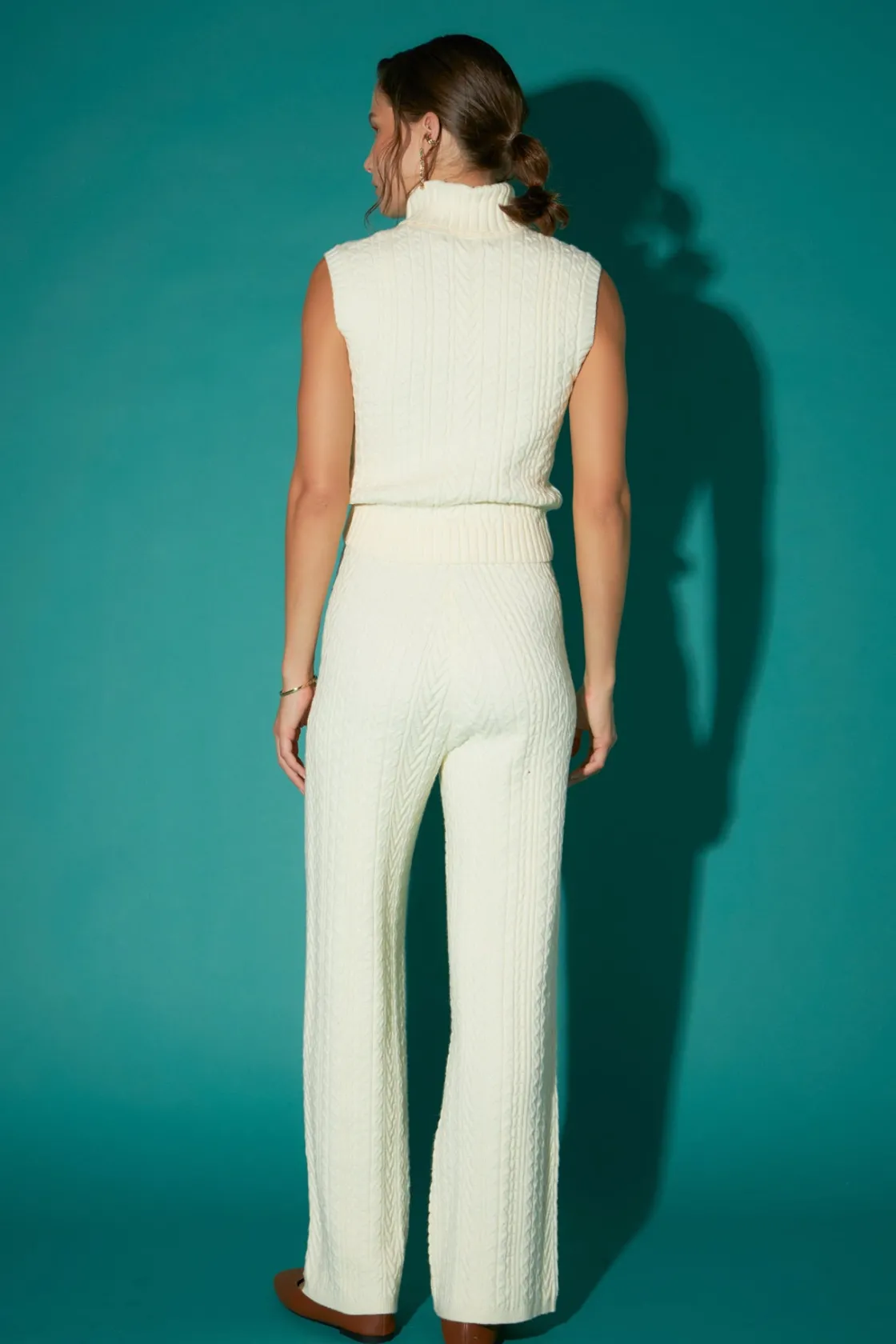 english_factory__cable_kn_2-2.webp ENGLISH FACTORY Sweaters & Knits | Matching Sets*- Cable Knit Long Pants IVORY
