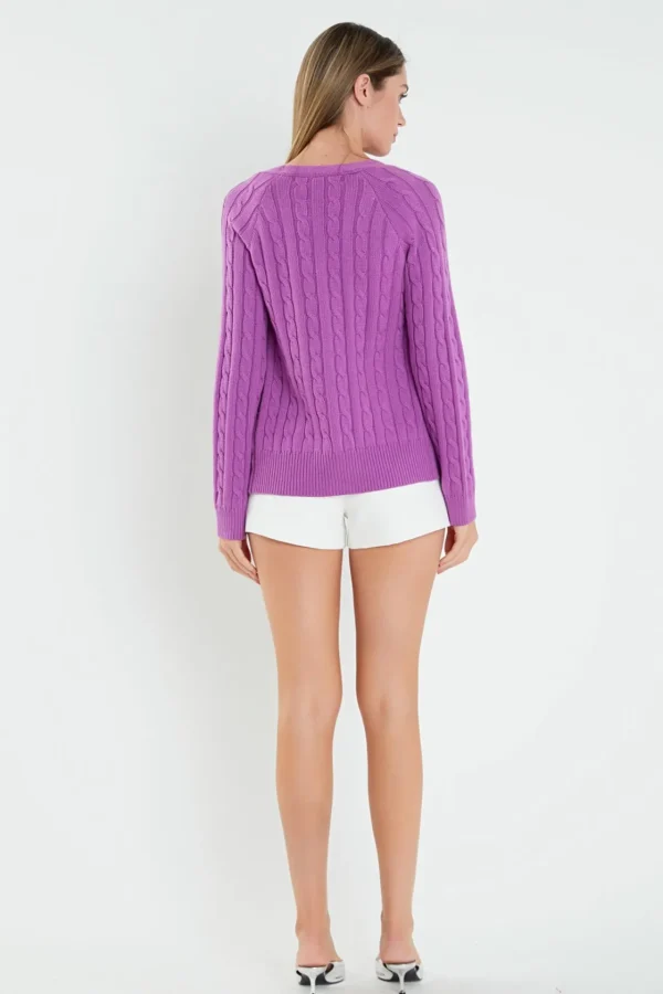 ENGLISH FACTORY Sweaters & Knits | Tops*- Cable Knit Cardigan GRAPE