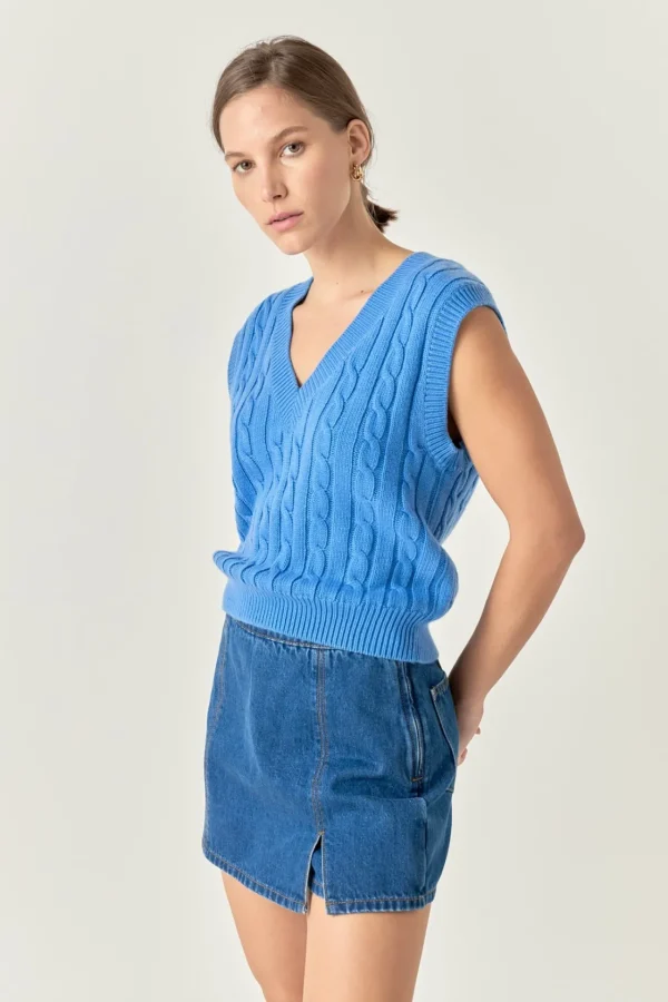 ENGLISH FACTORY Sweaters & Knits | Tops*- Cable Knit Chunky Vest