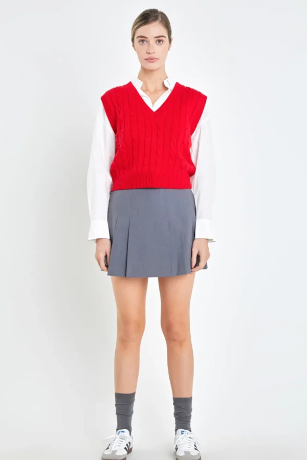 ENGLISH FACTORY Sweaters & Knits | Tops*- Cable Knit Chunky Vest