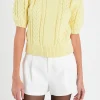 ENGLISH FACTORY Sweaters & Knits | Tops*- Cable Mock Neck Sweater LEMON