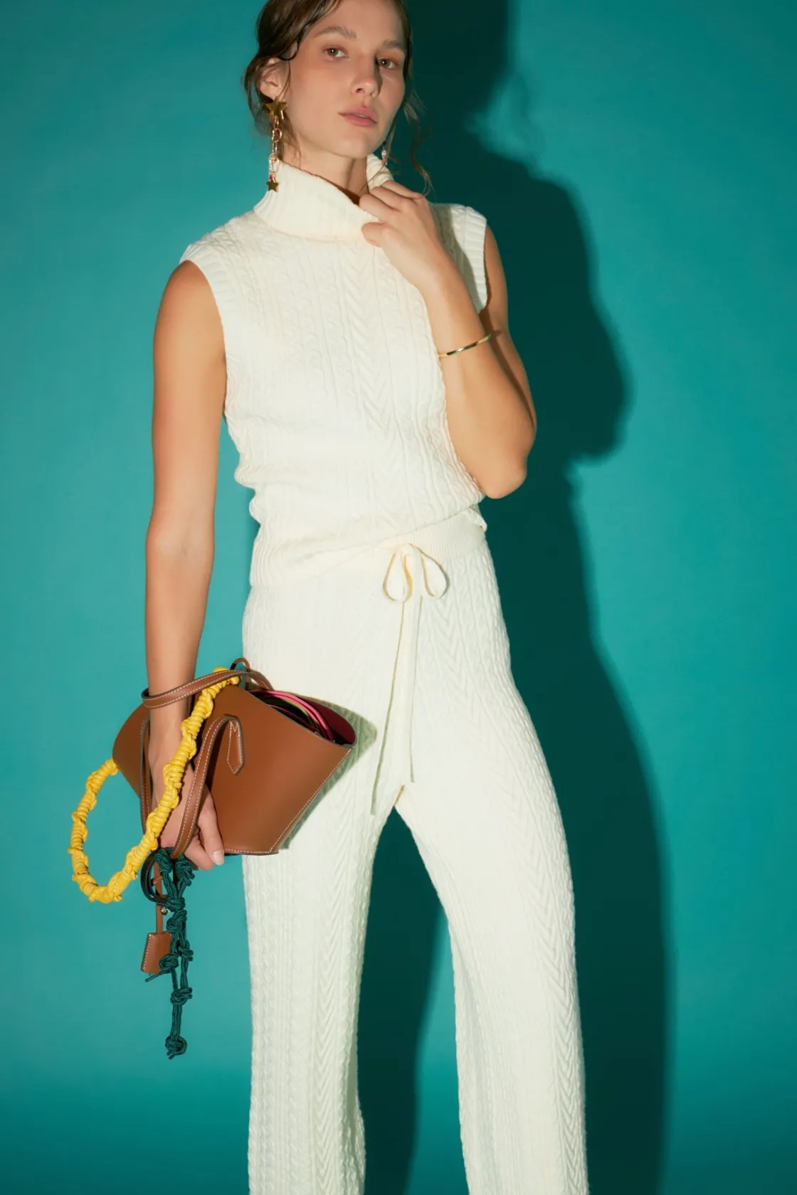 english_factory__cable_mo_3.webp ENGLISH FACTORY Sweaters & Knits | Matching Sets*- Cable Mock Neck Knit Top IVORY