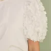 ENGLISH FACTORY Tops*- Charlotte Flower Mixed Media Top WHITE