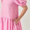 ENGLISH FACTORY Puff Sleeve | Tops*- Check Baby Doll Mini Dress PINK