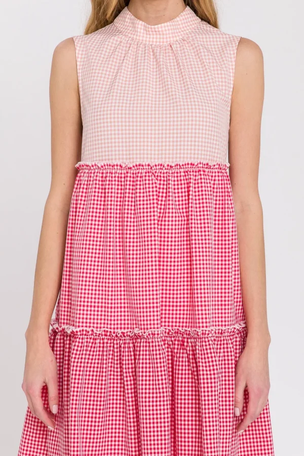 ENGLISH FACTORY Tops*- Check Color Block Mini Dress MULTI