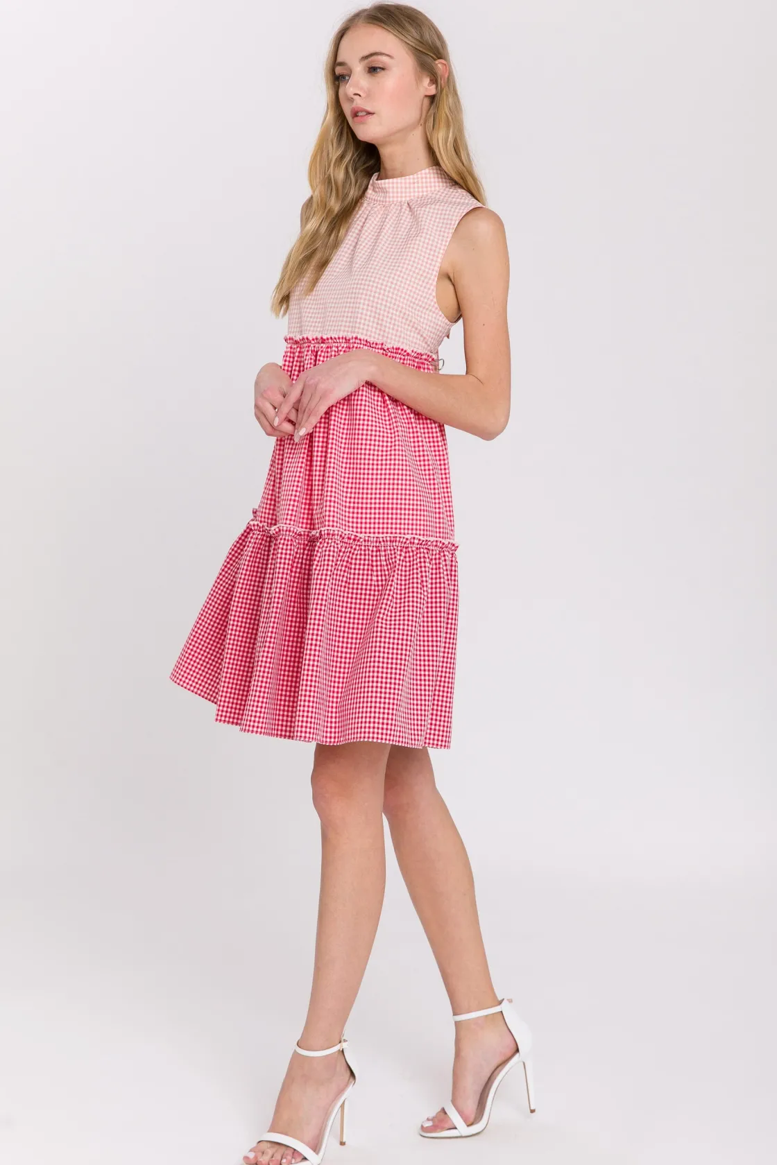 english_factory__check_co_1.webp ENGLISH FACTORY Tops*- Check Color Block Mini Dress MULTI