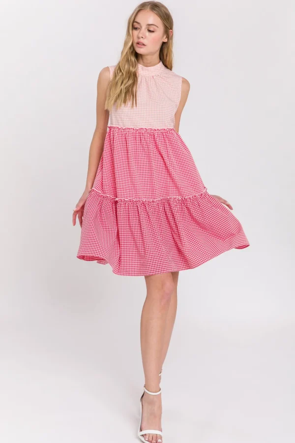 ENGLISH FACTORY Tops*- Check Color Block Mini Dress MULTI