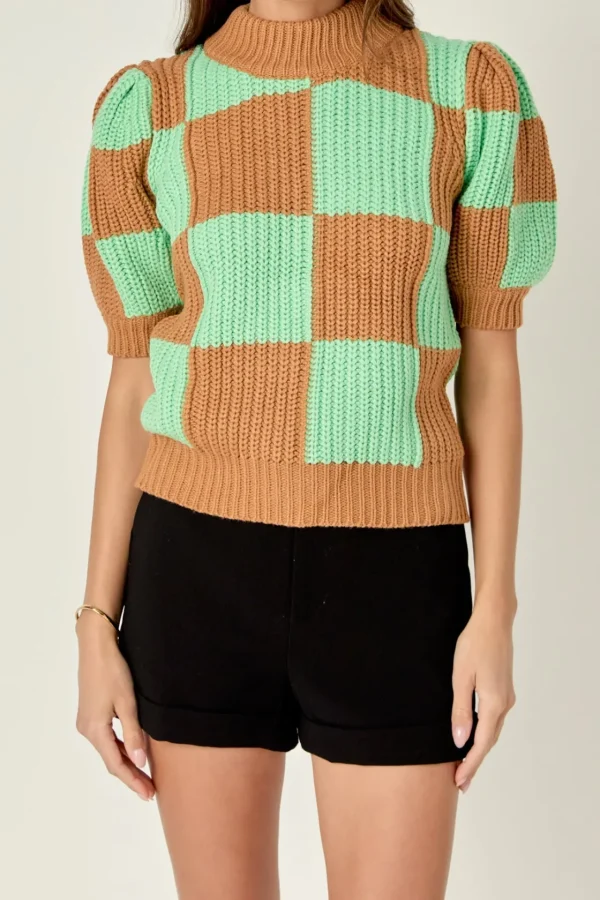 ENGLISH FACTORY Sweaters & Knits | Tops*- Check Pattern Sweater BROWNGREEN
