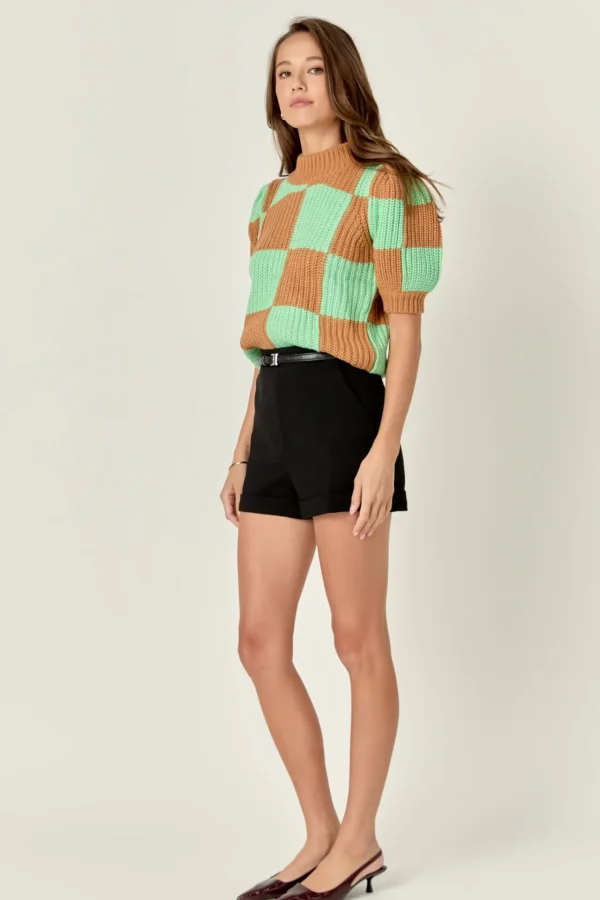 ENGLISH FACTORY Sweaters & Knits | Tops*- Check Pattern Sweater BROWNGREEN