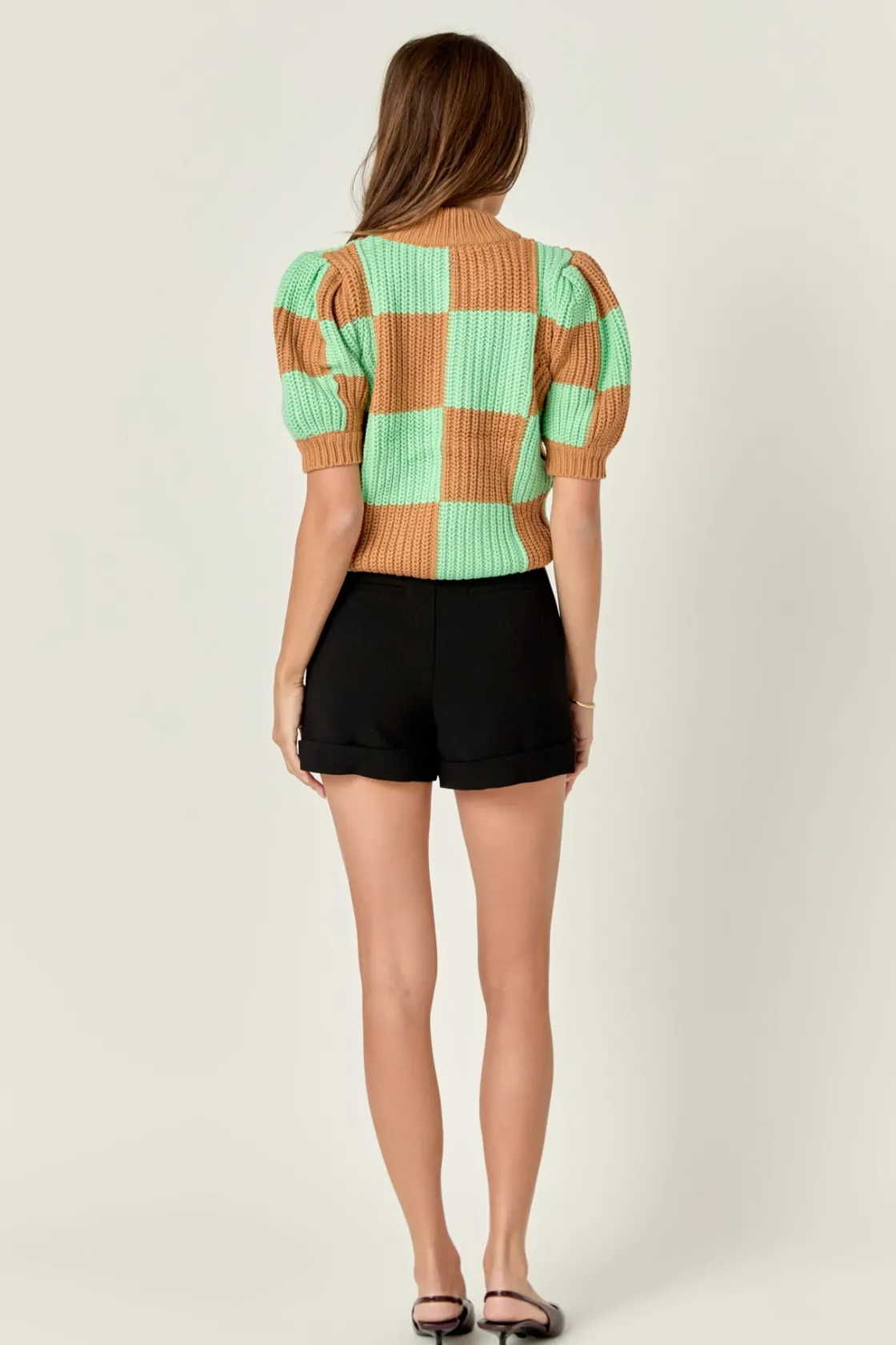 english_factory__check_pa_2.webp ENGLISH FACTORY Sweaters & Knits | Tops*- Check Pattern Sweater BROWNGREEN