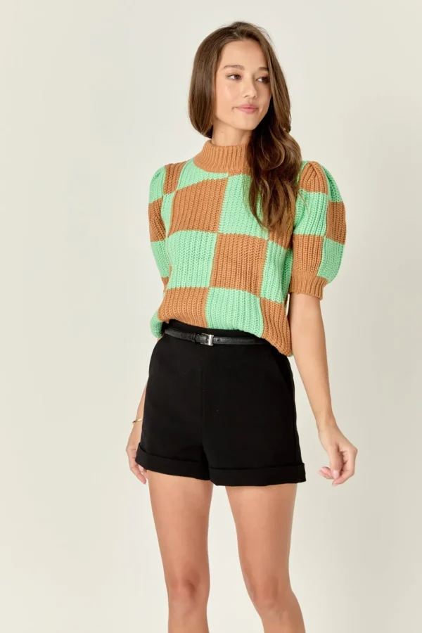 ENGLISH FACTORY Sweaters & Knits | Tops*- Check Pattern Sweater BROWNGREEN