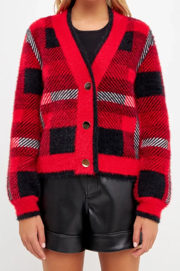 ENGLISH FACTORY Sweaters & Knits | Tops*- Check Plaid Cardigan Sweater